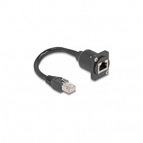 "Delock D-Typ RJ45 Kabel Stecker zu Buchse Cat.5e schwarz 20 cm"