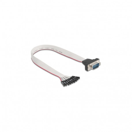 "Delock Flachbandkabel RS-232 mit 9 x Pfostenbuchse zu D-Sub 9 Pin Stecker mit Muttern 30 cm"