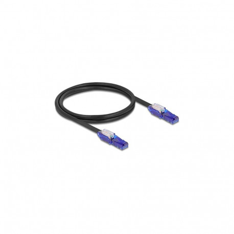 "Delock RJ45 Netzwerkkabel Cat.6 UTP mit 180° winkelbaren Steckern schwarz 1 m"