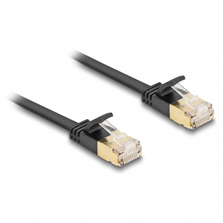 "Delock RJ45 Netzwerkkabel Cat.6A Stecker zu Stecker mit robuster Rastnase und Cat.7 Rohflachbandkab