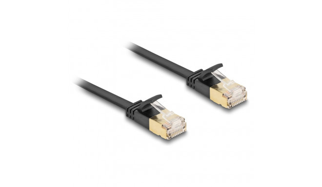 "Delock RJ45 Netzwerkkabel Cat.6A Stecker zu Stecker mit robuster Rastnase und Cat.7 Rohflachbandkab