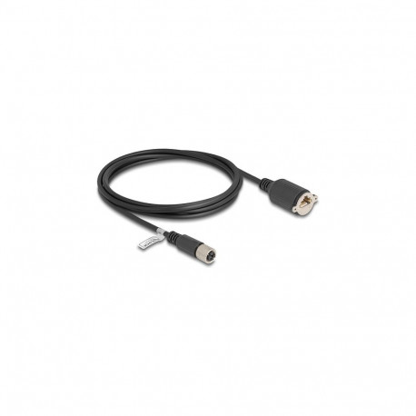 "Delock M12 Kabel X-kodiert 8 Pin Buchse zu RJ45 Buchse zum Einbau Cat.6A S/FTP 2 m schwarz"