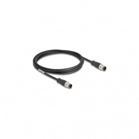 "Delock M12 Kabel D-kodiert 4 Pin Stecker zu Stecker PVC 2 m"