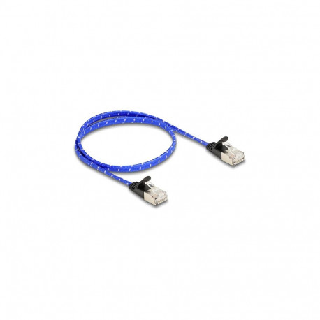 "Delock RJ45 Flachband Netzwerkkabel mit Geflechtmantel Cat.6A U/FTP 0,5 m blau"