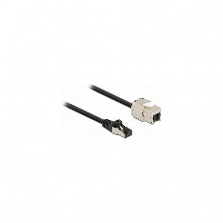 Delock RJ45 pistik - Keystone'i mooduli RJ45 pesa kaabel Cat.6A 1 m must