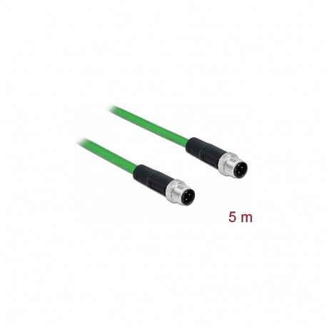 "Delock Netzwerkkabel M12 D-kodiert 4 Pin Stecker zu Stecker TPU 5 m"