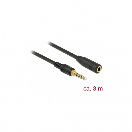 Delock 3,5 mm 4 Pin audiopikenduskaabel pistik-pesa 3 m must