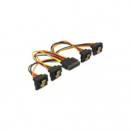 "Delock Kabel SATA 15 Pin Strom Stecker mit Einrastfunktion > SATA 15 Pin Strom Buchse 4 x unten 15 