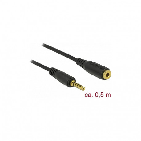 "Delock Verlängerungskabel Klinke 3,5 mm 5 Pin Stecker zu Buchse 0,5 m schwarz"