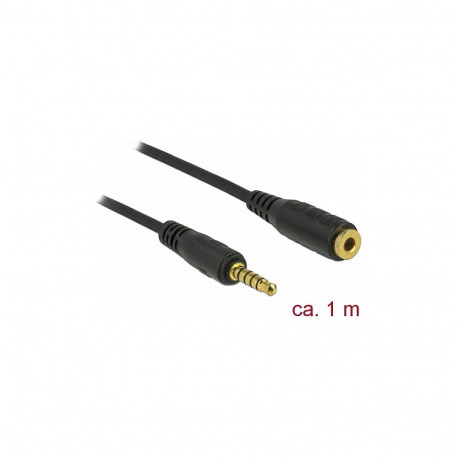 "Delock Verlängerungskabel Klinke 3,5 mm 5 Pin Stecker zu Buchse 1 m schwarz"