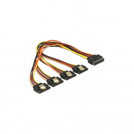 "Delock Kabel SATA 15 Pin Strom Stecker mit Einrastfunktion > SATA 15 Pin Strom Buchse 4 x gerade 30