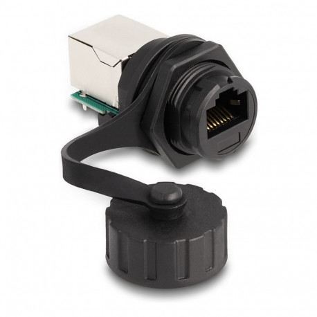 "Delock Kabelverbinder RJ50 Buchse zu RJ50 Buchse zum Einbau mit Verschlusskappe IP68 staub- und was