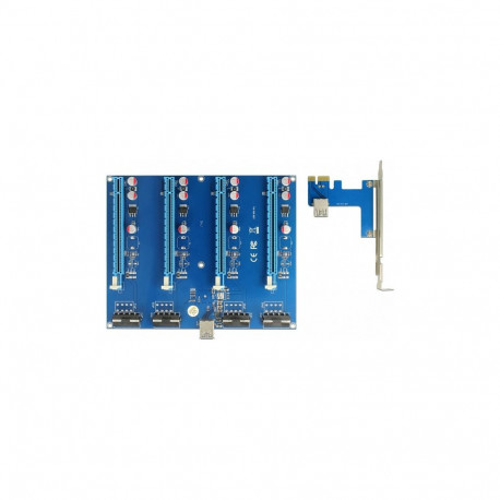 "Riser Karte PCI Express x1 > 4 x PCIe x16 mit 60 cm USB Kabel"