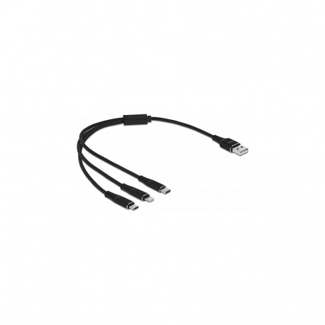 "Delock USB Ladekabel 3 in 1 Typ-A zu Lightning™ / Micro USB / USB Type-C™ 30 cm schwarz"