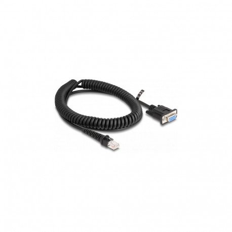 "Delock Spiralkabel RJ50 Stecker zu D-Sub 9 Buchse 1,5 m schwarz"