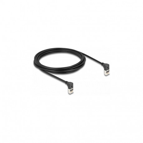 Delock RJ45 võrgukaabel Cat.6A S/FTP õhuke 90° nurga all üles 3 m must