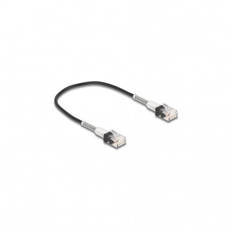 Delock RJ45 topelt murdumiskaitsega võrgukaabel Cat.6A UTP Slim 0,3 m must