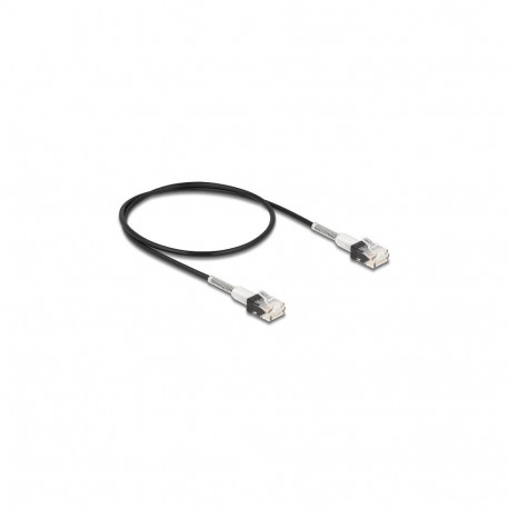 "Delock RJ45 Netzwerkkabel mit doppeltem Knickschutz Cat.6A UTP Slim 0,5 m schwarz"