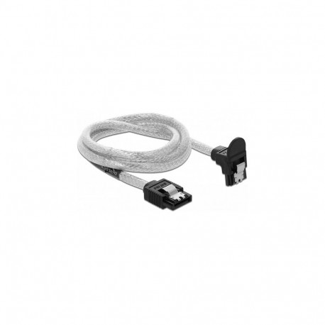 Delock SATA 6 Gb/s kaabel sirge ja alla nurgaga 70 cm läbipaistev