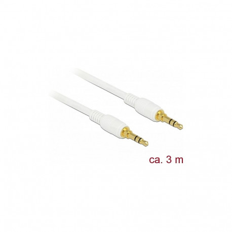 "Delock Klinkenkabel 3,5 mm 3 Pin Stecker > Stecker 3 m weiß"