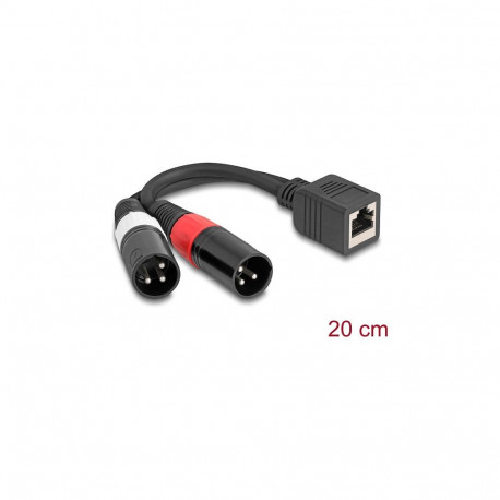 Adapterkaabel RJ45-pesast 2 × XLR 3 Pin-pistikuni, 20cm, must