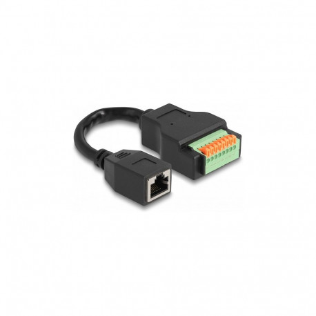 "Delock RJ45 Kabel Cat.5e Buchse zu Terminalblock Adapter mit Drucktaster 15 cm"