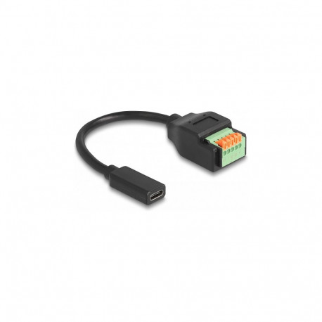 "Delock USB 2.0 Kabel USB Type-C™ Buchse zu Terminalblock Adapter mit Drucktaster 15 cm"