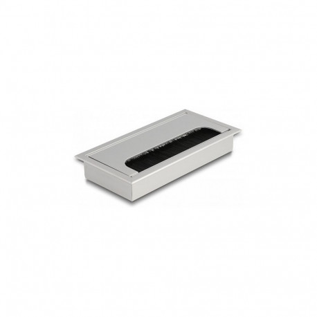 "Delock Kabeldurchführung für Tischeinbau mit Bürste 160 x 80 x 28 mm silber"