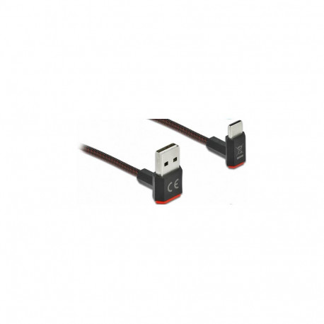 "Delock EASY-USB 2.0 Kabel Typ-A Stecker zu USB Type-C™ Stecker gewinkelt oben / unten 2 m schwarz"