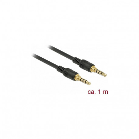 "Delock Klinkenkabel 3,5 mm 4 Pin Stecker zu Stecker 1 m schwarz"