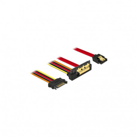 "Delock Kabel SATA 6 Gb/s 7 Pin Buchse + SATA 15 Pin Strom Stecker > SATA 22 Pin Buchse unten gewink