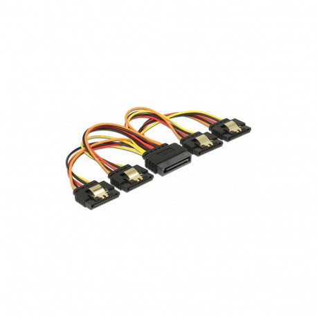 "Delock Kabel SATA 15 Pin Strom Stecker mit Einrastfunktion > SATA 15 Pin Strom Buchse 4 x gerade 15