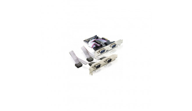 PCI Express x1 kaart 4 jadaliidese RS-232 jaoks standard- ja madala profiiliga pesakatetega