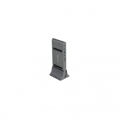 "D DeLOCK Dockingstation 2xDisplayPort/HDMI/3xUSB3.2/RJ45 Ethernet/Audio/2xUSB-C Grey"