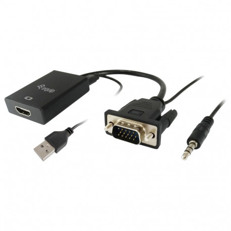 "Equip VGA auf HDMI Adapter. mit Audio. schwarz. 15cm"