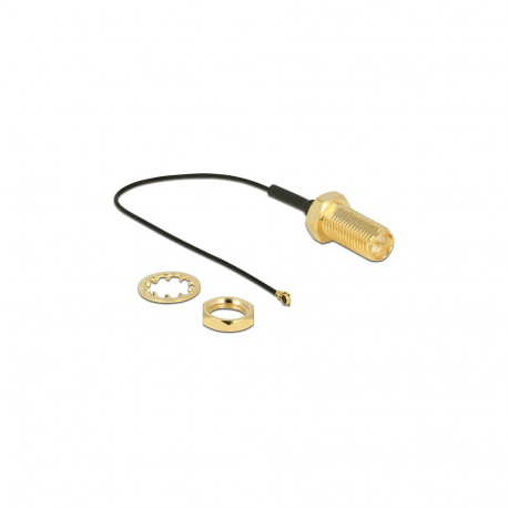 "Antennenkabel RP-SMA Buchse zum Einbau zu I-PEX Inc., MHF® 4 Stecker 0.81,10 cm Gewindelänge 10 mm"