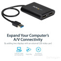 StarTech.com adapter USB3.0 (ST) > 2x DisplayPort (BU) 4K 60Hz 30cm must