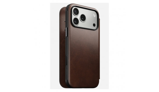 "Nomad Modern Leather Folio iPhone 17 Pro Max Rustic Brown H"