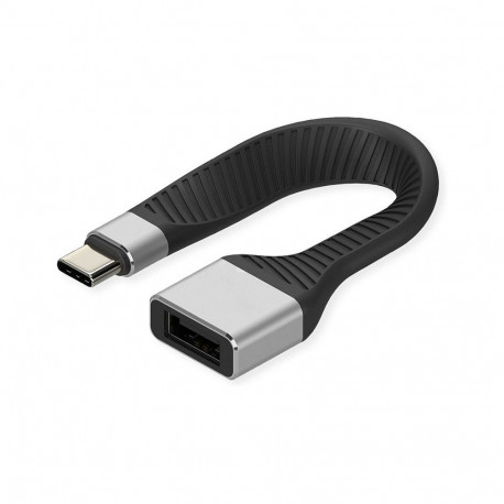 "ROLINE USB 3.2 Gen 2 Silikonkabel C-A ST/BU 10Gbit/s Emark schwarz 11cm"