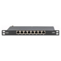 "DIGITUS Cat.6A Slim Patch Panel, gesch.,8-Port, 0,5 HE, 10"