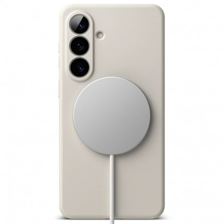 Kaitseümbris Silicone Magnetic, Samsung Galaxy S26, beež, Qi2/MagSafe ühilduv, Ringke