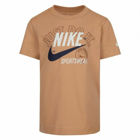 Children’s Short Sleeve T-Shirt Nike Retro Ss Beige - 6-7 Years