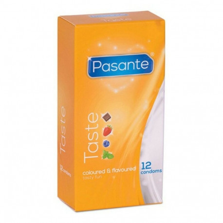 Condoms Pasante Taste 12 Pieces Blueberry / Mint / Strawberries / Chocolate