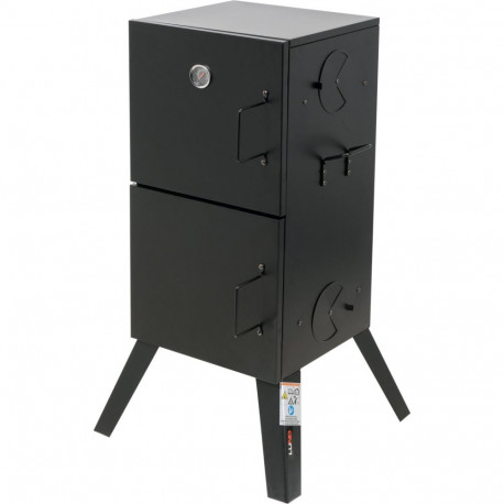 Terasest suitsuahi liha ja kala suitsutamiseks 53x51x100cm termomeeter reguleeritav ventilatsioon 99