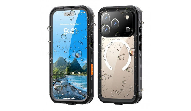 Case for iPhone 17 PRO MAX Waterproof Shellbox DOT compatible with MagSafe black