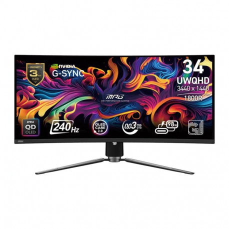 MPG 341CQPX QD-OLED 34-tolline LED UWQHD nõgus 240Hz must monitor