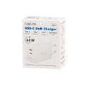 Dual USB socket adapter 65W, 2xUSB-C, white