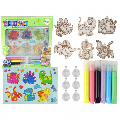 Loominguline 3D dinosaurustega vitraažikomplekt akendele