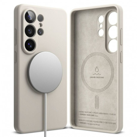 Kaitseümbris Silicone Magnetic, Samsung Galaxy S26 Ultra, beež, Qi2/MagSafe ühilduv, Ringke