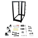 "25U Adjustable Depth Open Frame 4 Post Server Rack w/ Casters Levelers and Cable Management Hooks"